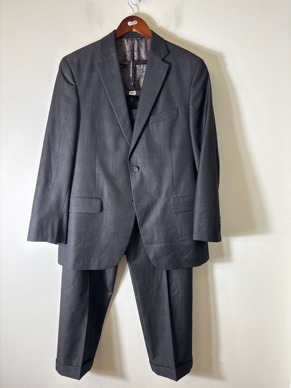 Mens Jack Victor by Gus Mayer Charcoal Gray Suit Jacket 42R/ Pants 36R